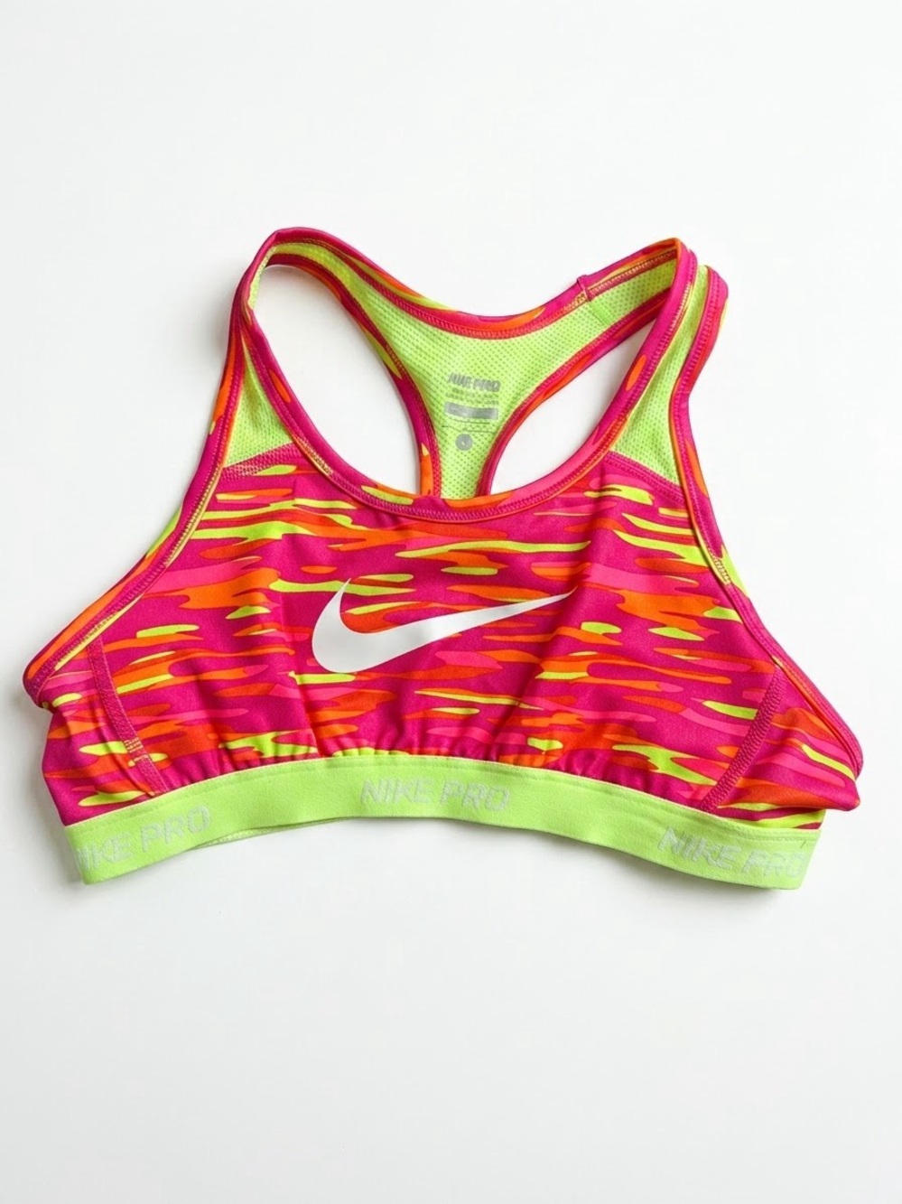 Nike Kids Neon Pink and Lime Green Sports Bra